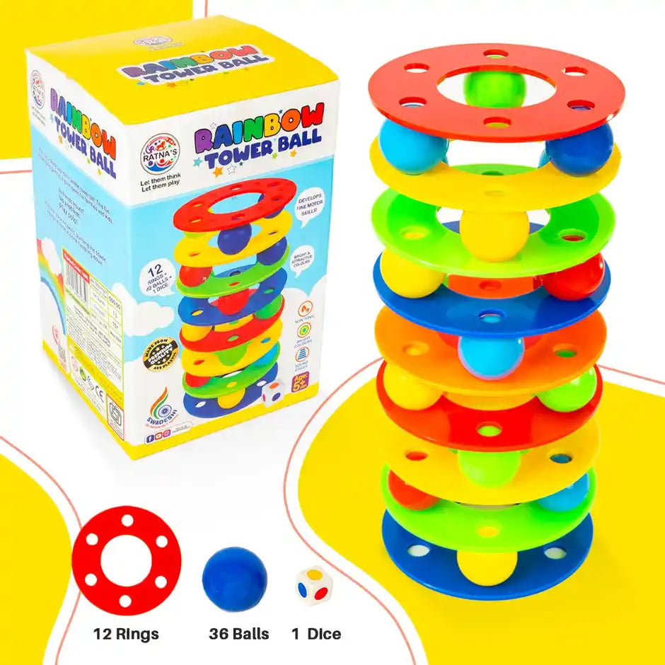Rainbow Tower Ball |12 Rings, 42 Balls, 1 Dice