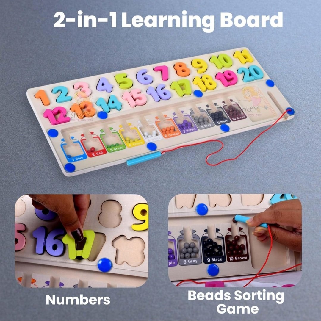 Multifunctional numeric letter and number board with magnetic maze(1pc)