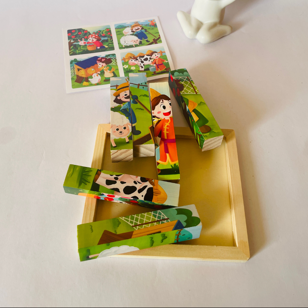 4 sided wooden strip puzzle