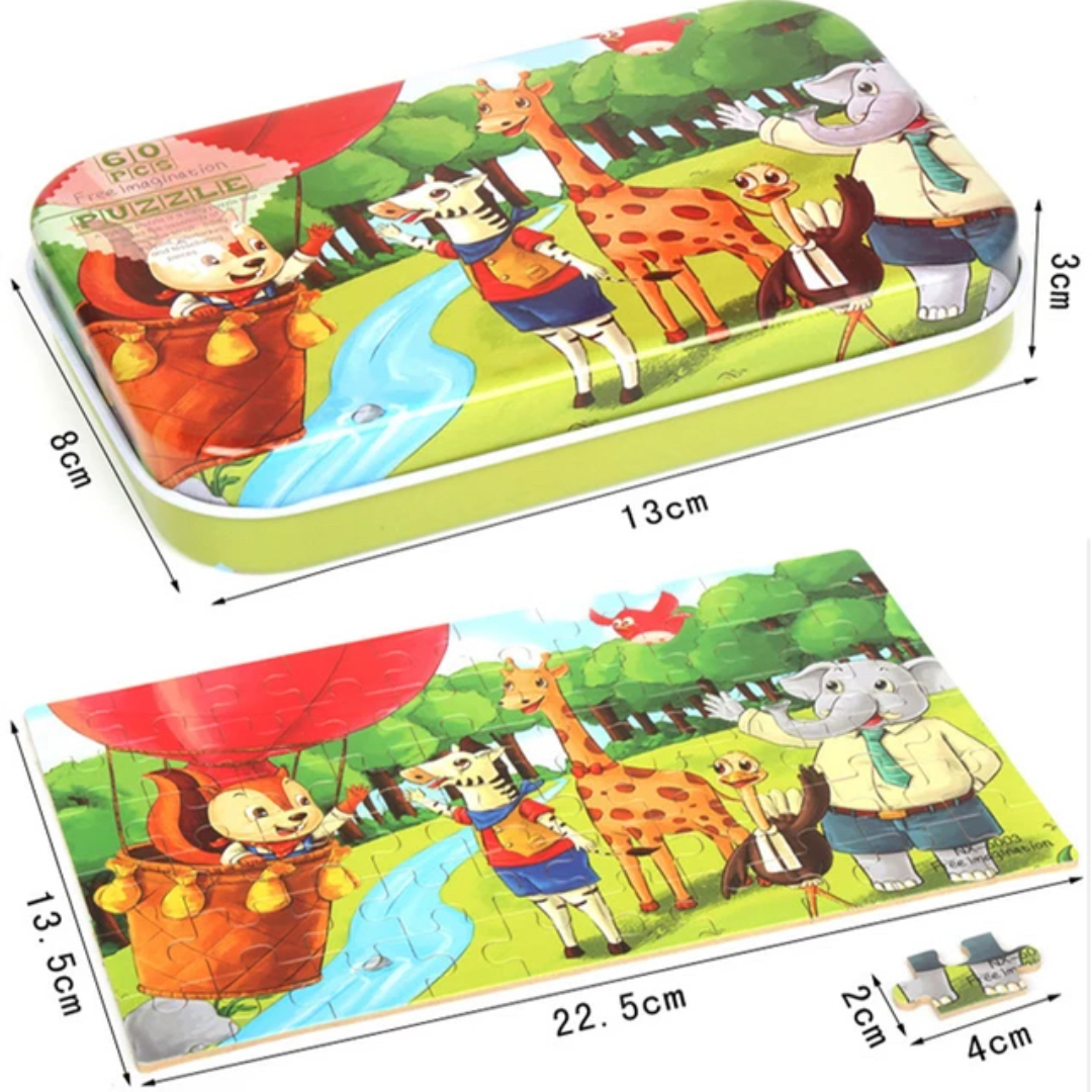 60 pc jigsaw puzzle with tin