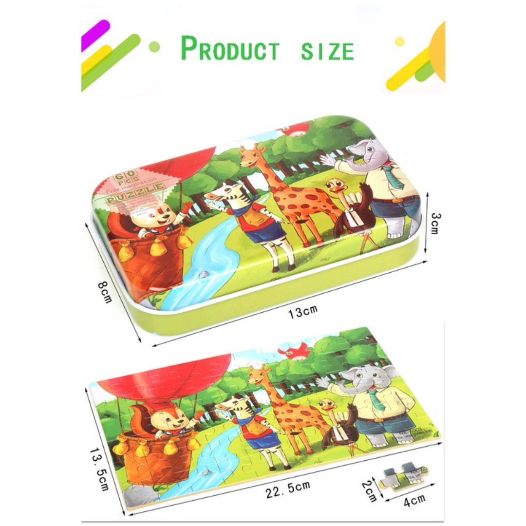 60 pc jigsaw puzzle with tin