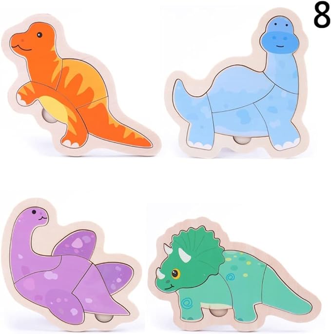 Set of 2 wooden chunky puzzles with base