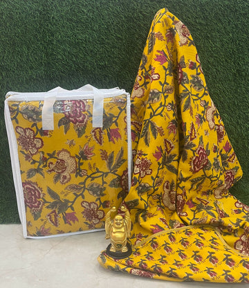 Jaipur premium cotton Dohar- Yellow (1pc)
