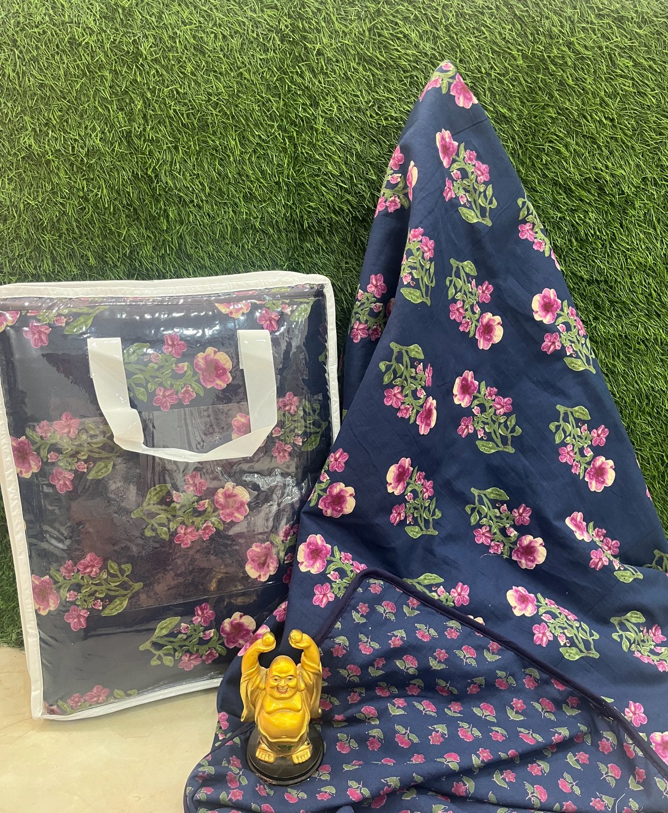 Jaipur premium cotton Dohar Blue floral (1pc)