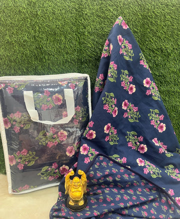 Jaipur premium cotton Dohar Blue floral (1pc)