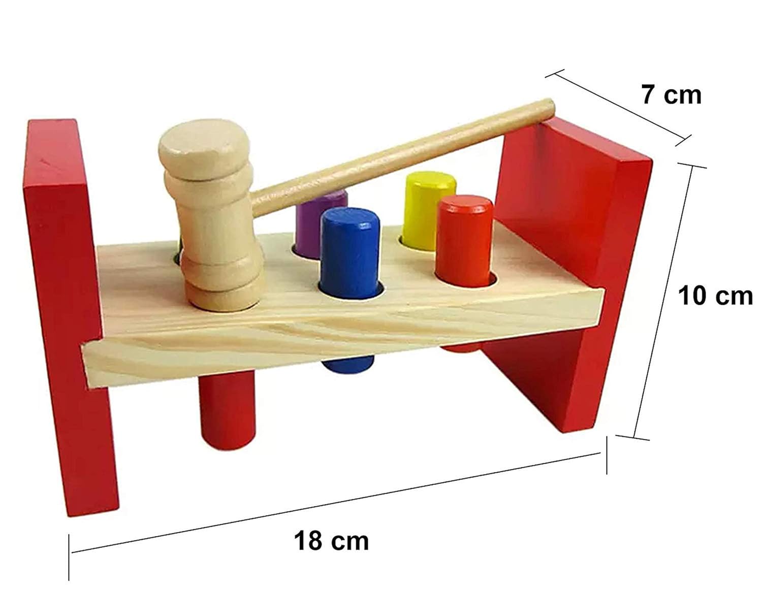 Wooden Hammer and 6 Peg Toy
