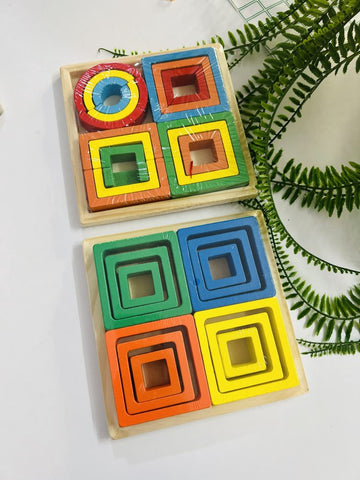 Wooden Geometric Block Puzzle 1 Pc Random Design