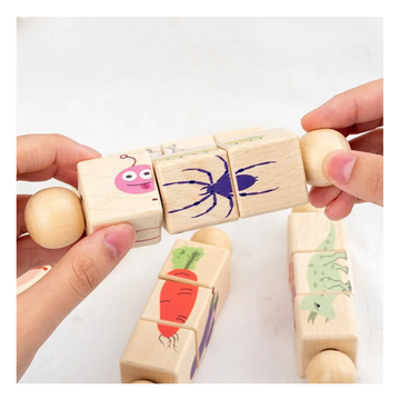 Wooden Puzzle with Rotating Blocks (1pc)