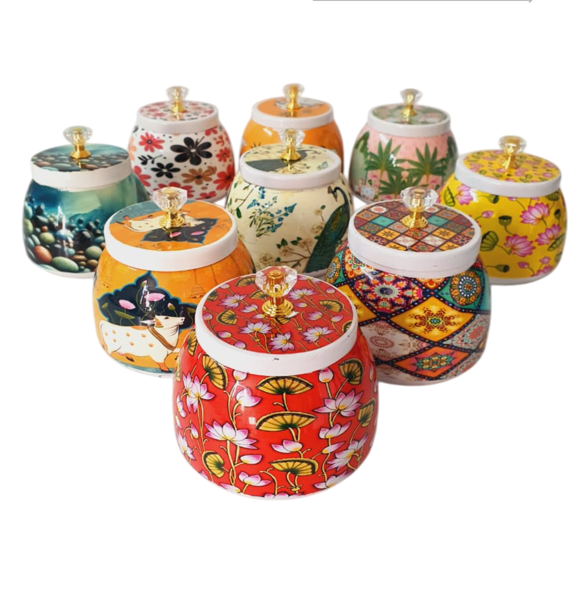 Pichwai Metal Jar 4 inch (1pc)