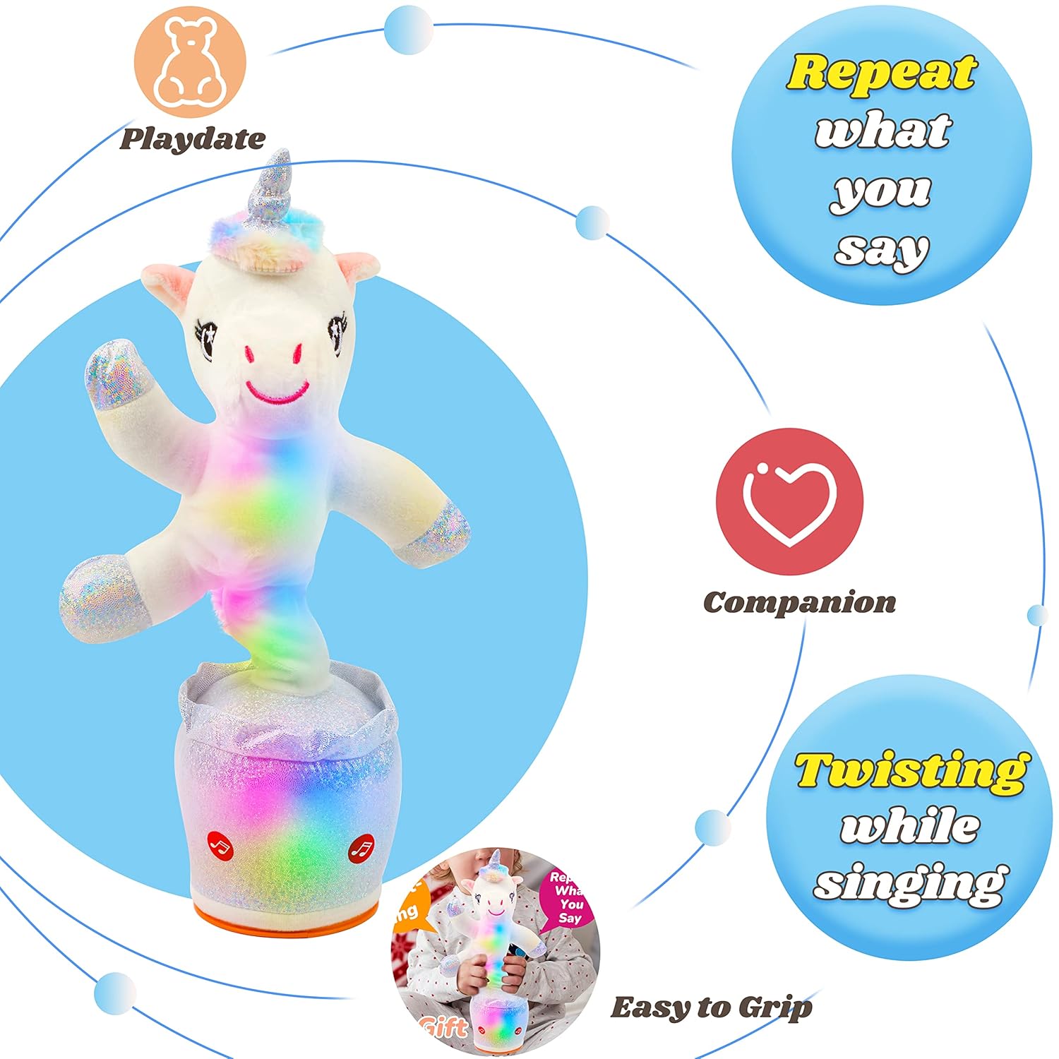 Luminous Dancing Unicorn Repeats Everything You Say
