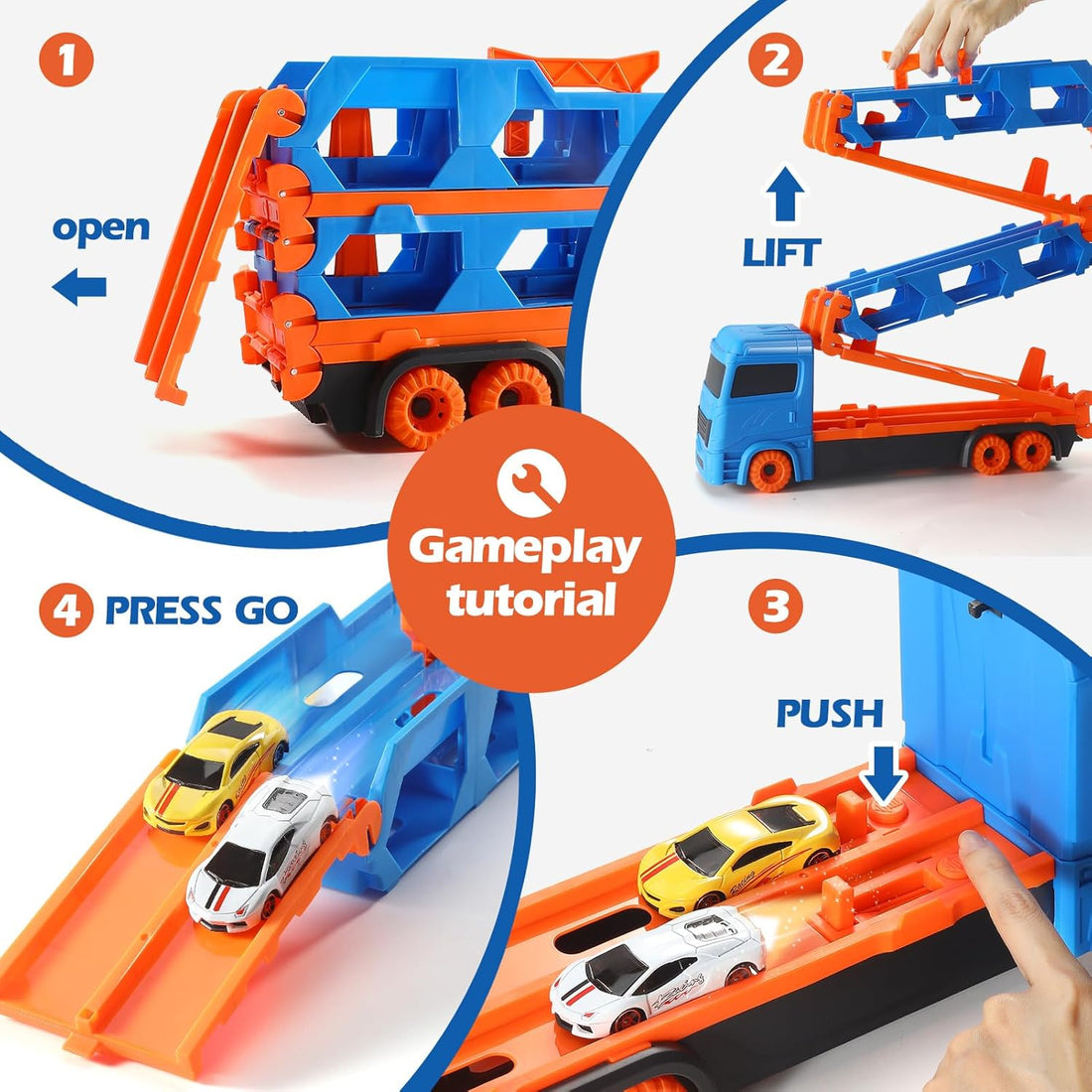 12 in 1 Race Track and Die-Cast Truck (with 2 cars)