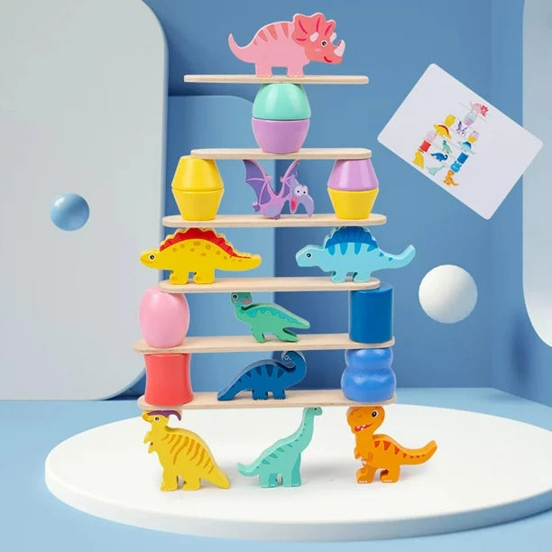 Balancing Dino with pattern cards