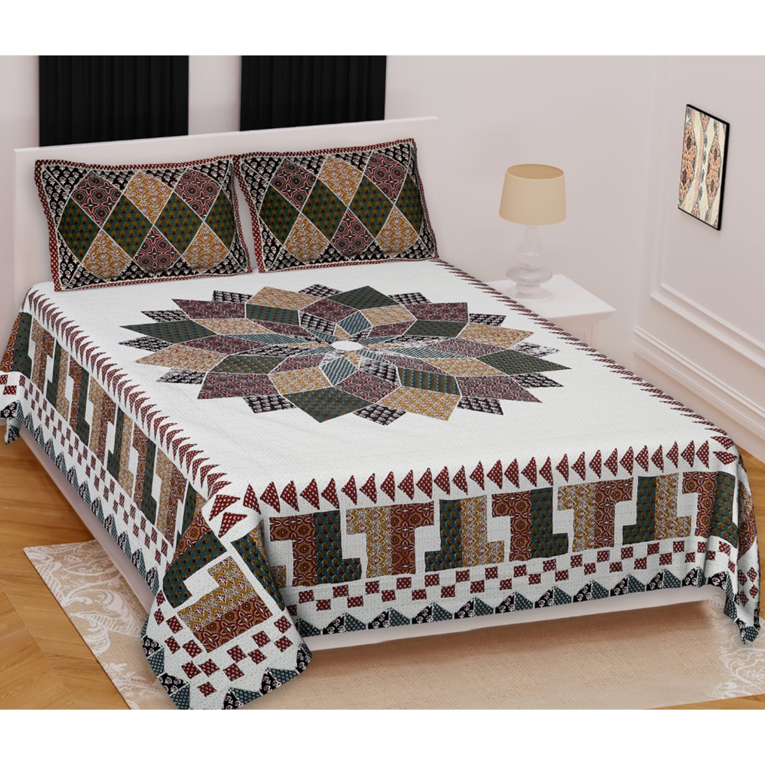 Rangoli King size bed spread( pre-order, One Week Dispatch Time)