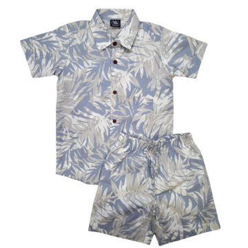 Boys Cotton (woven) co ord set - Leaf Print