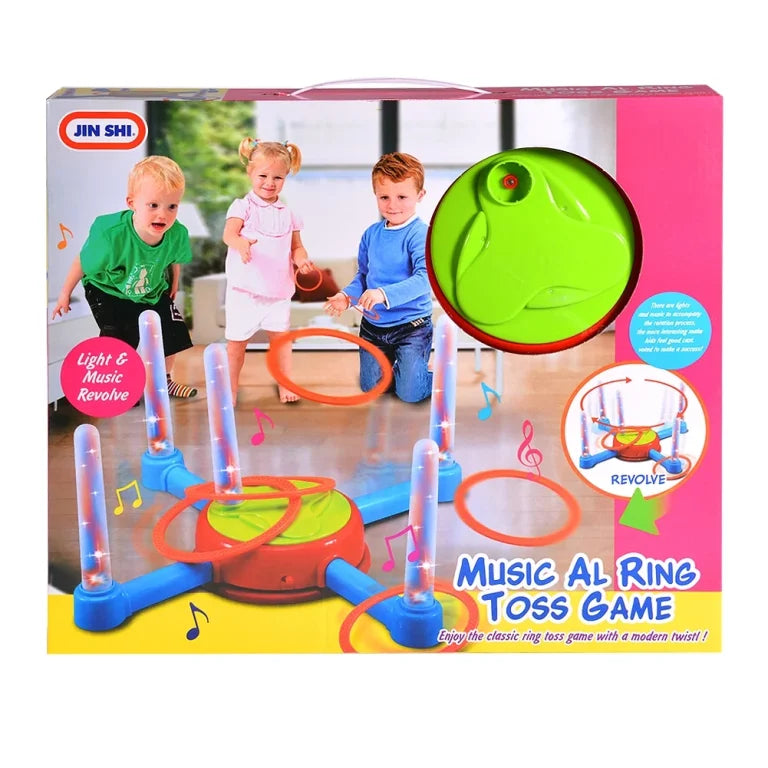 Colorful Toss Throw Game with Music Rotating and 12 Hoop Rings