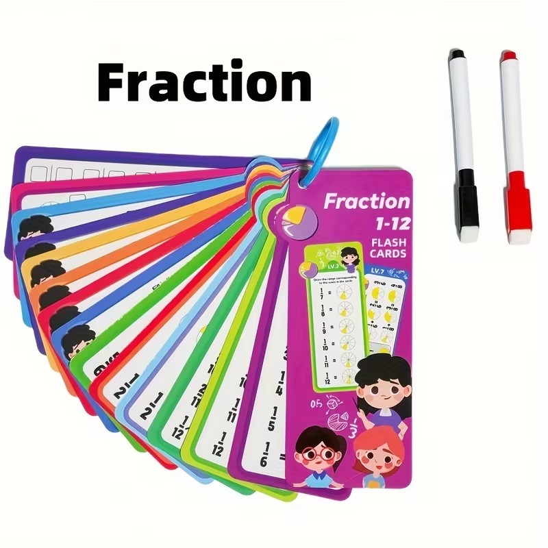 Fraction 1-12 Table Math Flash Cards