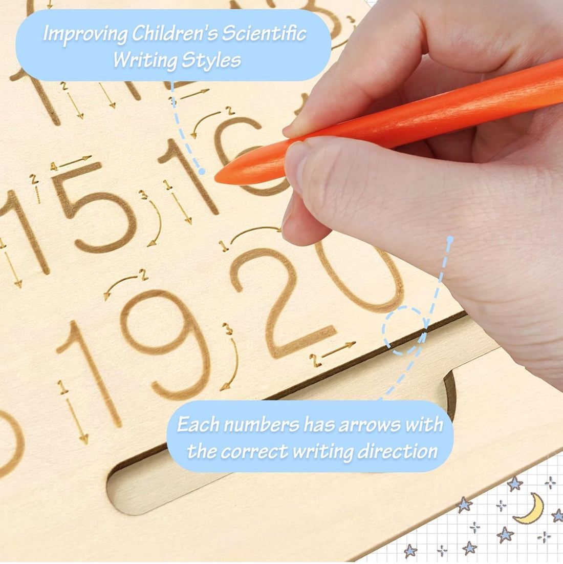 Double Sided Wooden Tracing Boards Shapes / Numbers