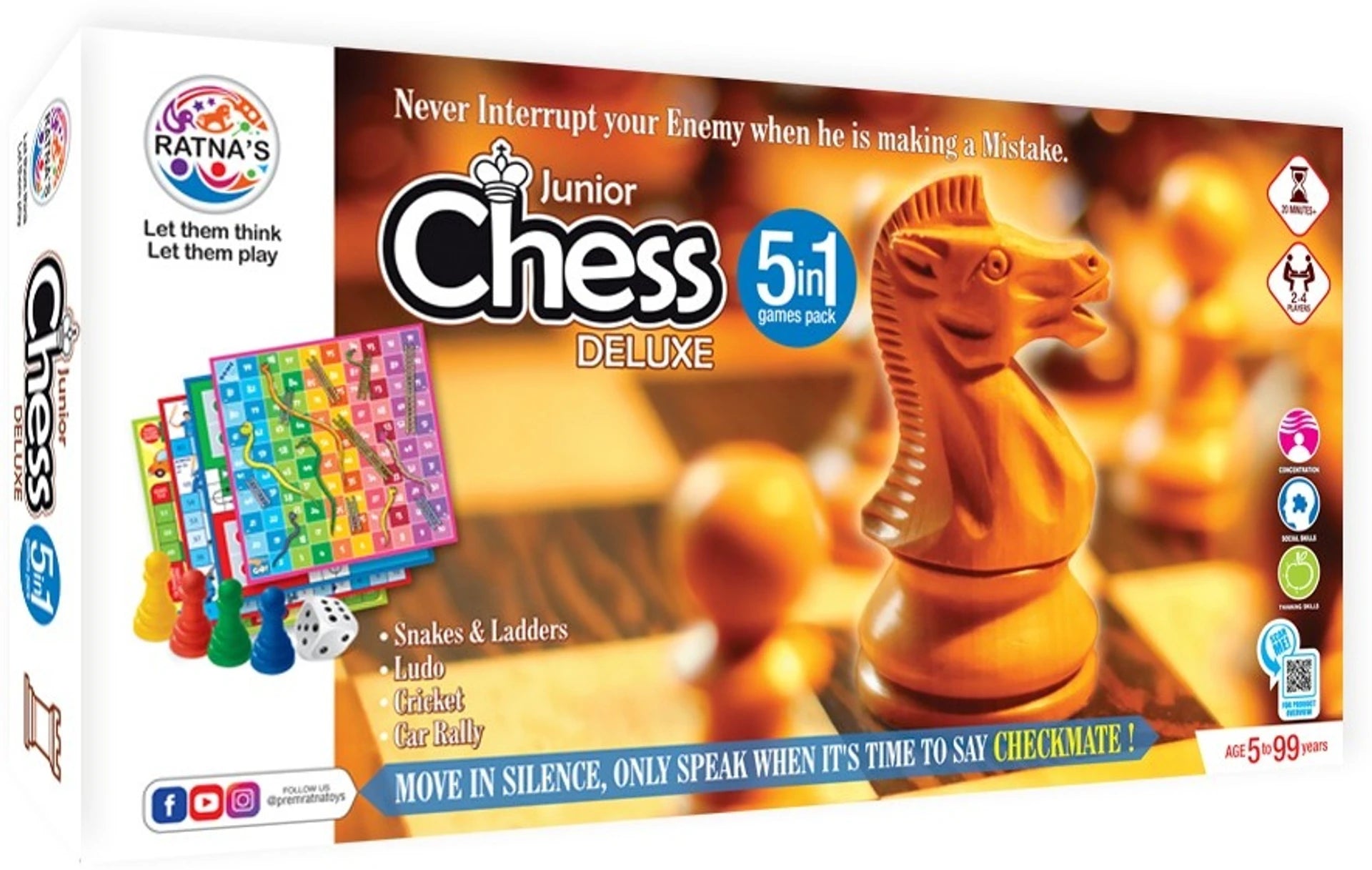5 in 1 Junior Chess Deluxe Board Game