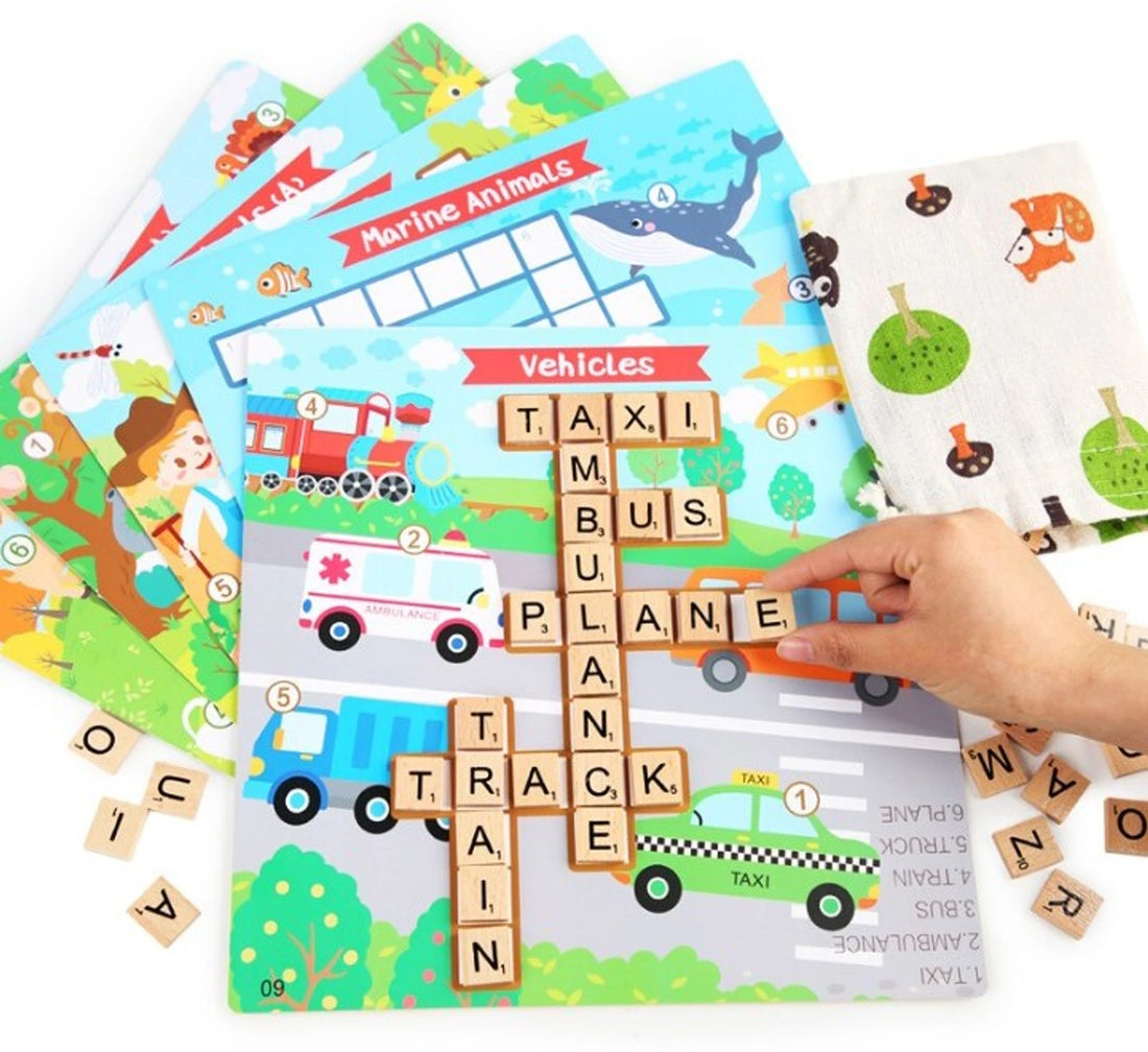 Wooden Crossword Spelling Game