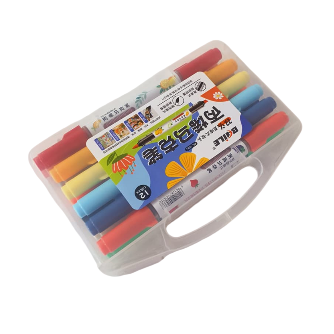 12 Pcs Dual Tip Acrylic Markers