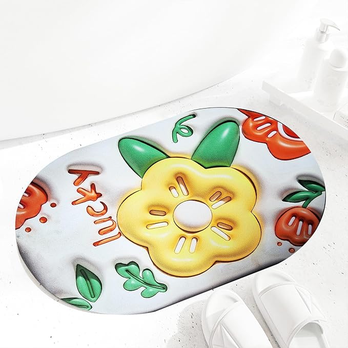 3D Anti Slip oval Floor Mat ( Random colors)