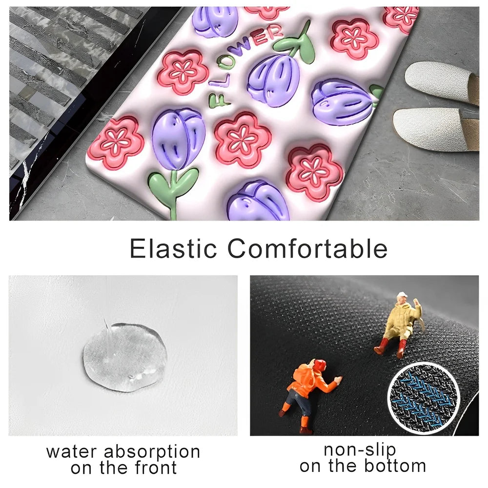3D Anti Slip oval Floor Mat ( Random colors)