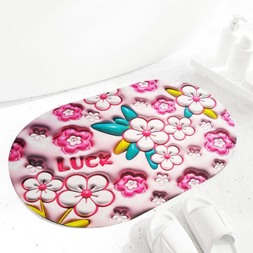 3D Anti Slip oval Floor Mat ( Random colors)