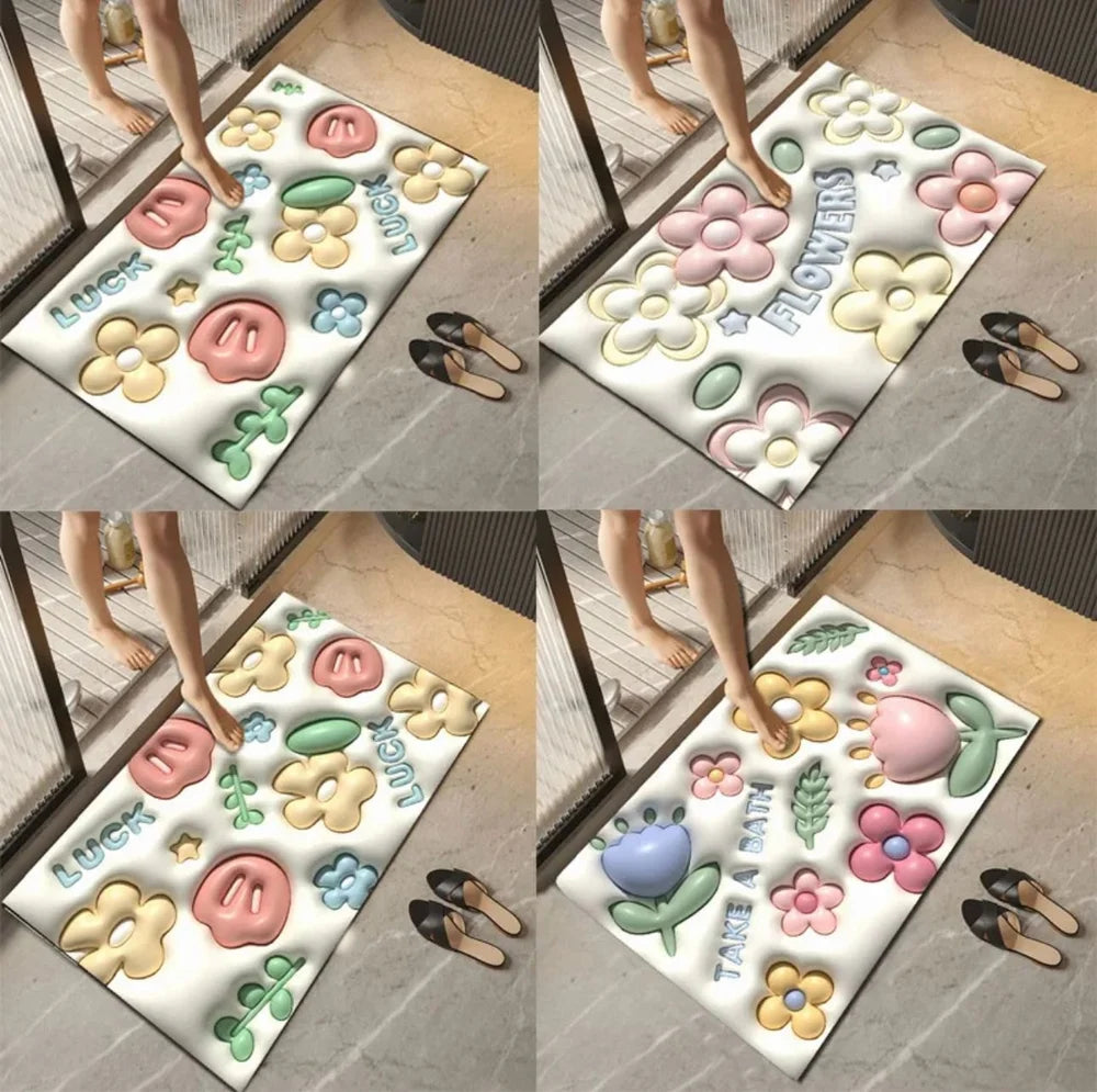 3D Anti Slip oval Floor Mat ( Random colors)