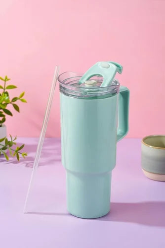 BPA Free Plastic Tumbler with Handle & Straw