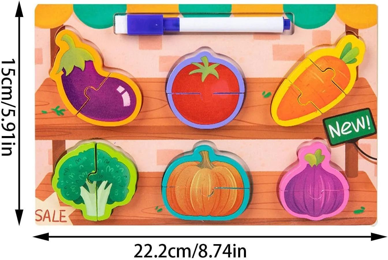 2 in 1 Chunky 2 pc puzzle with writing board pen