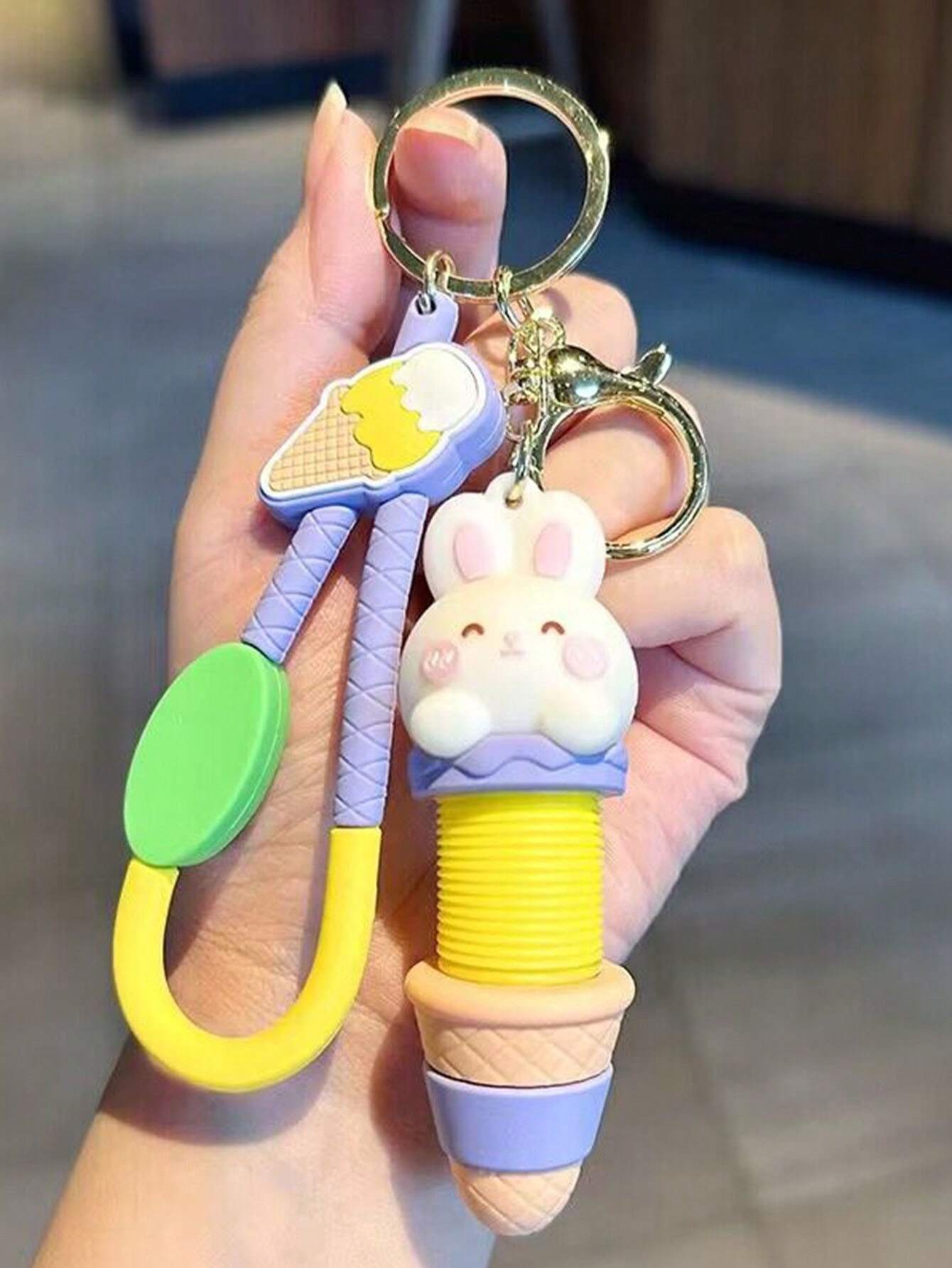 Ice Cream Bunny Expandable Keychain