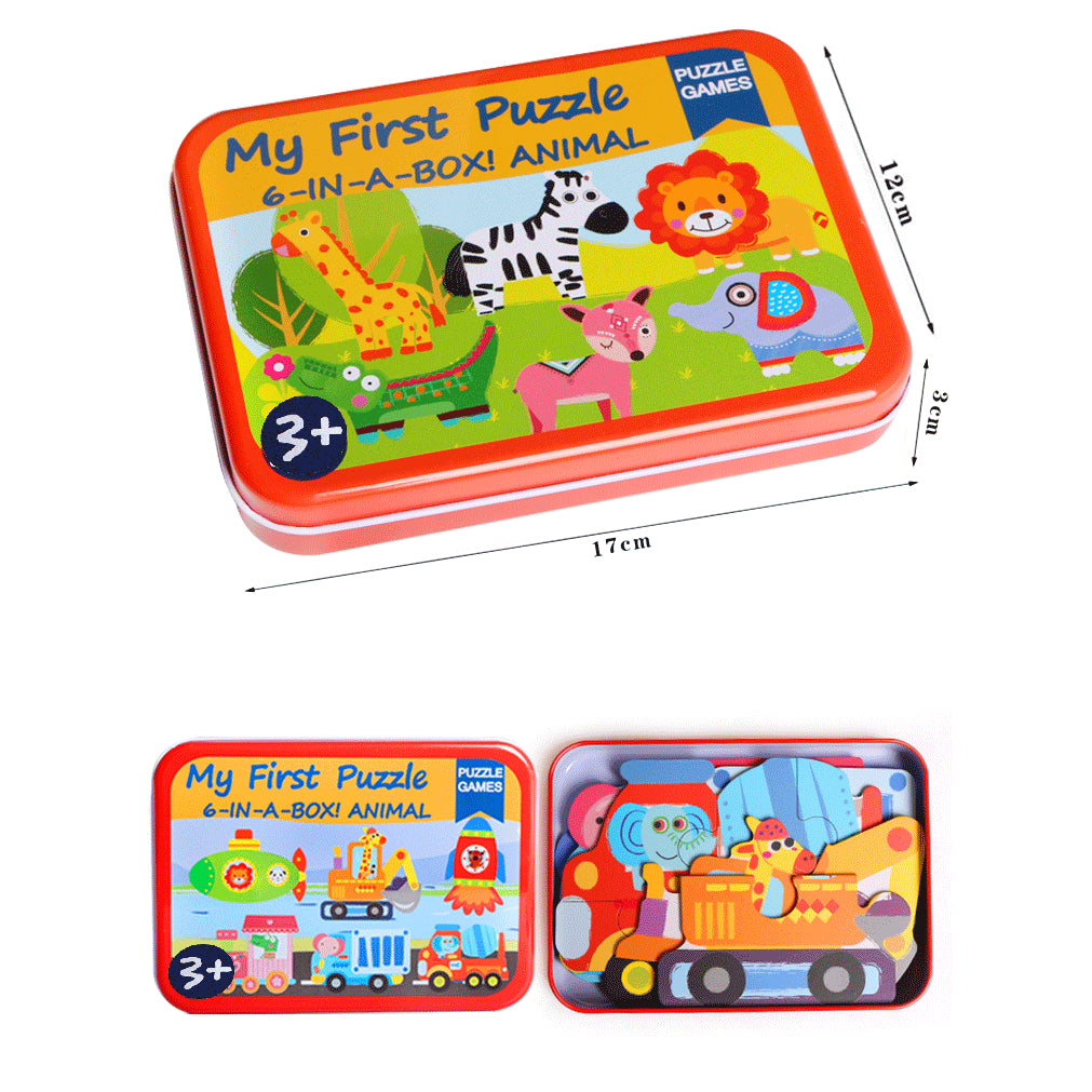 6-In-1 Puzzle - Cute Puzzle in Tin Box