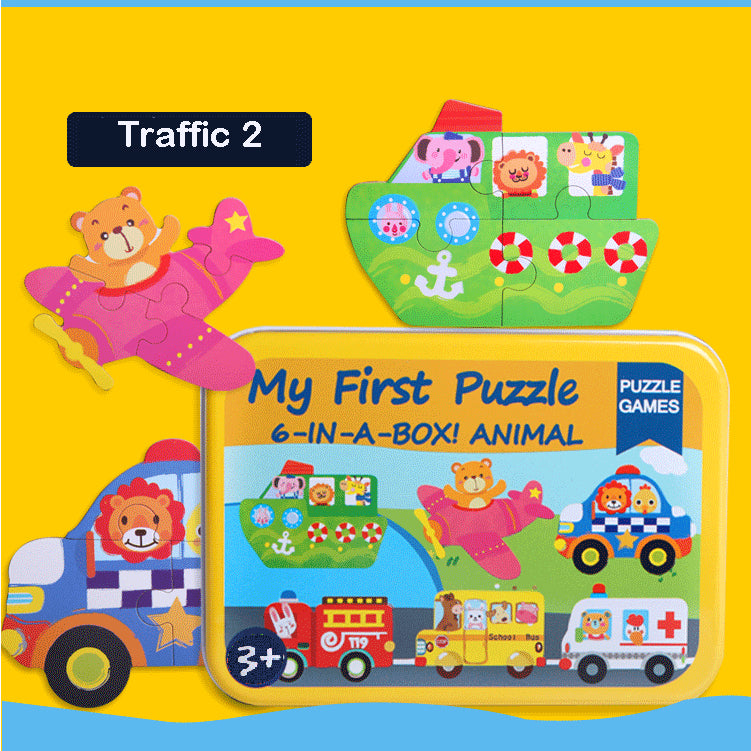 6-In-1 Puzzle - Cute Puzzle in Tin Box