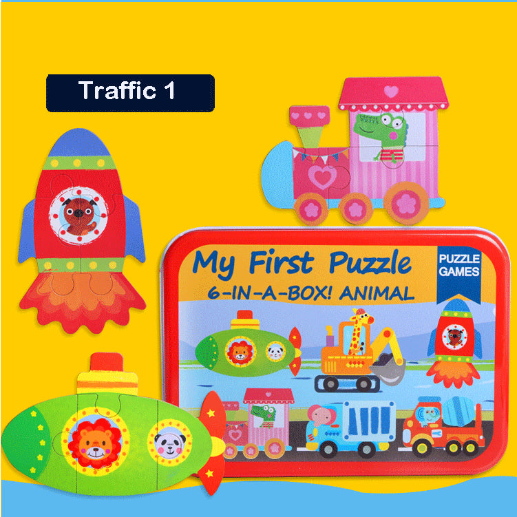 6-In-1 Puzzle - Cute Puzzle in Tin Box
