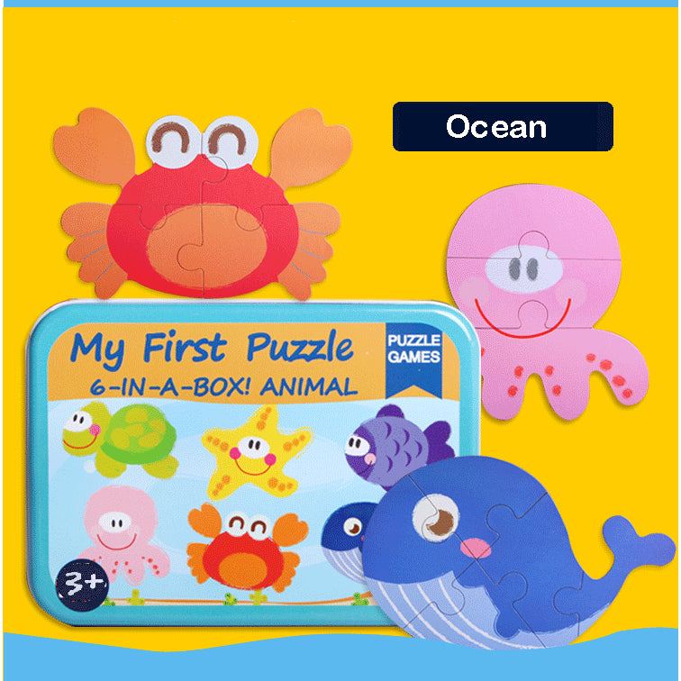 6-In-1 Puzzle - Cute Puzzle in Tin Box
