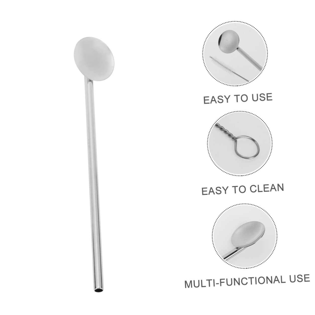 4 Set Stainless Steel Straw Spoon