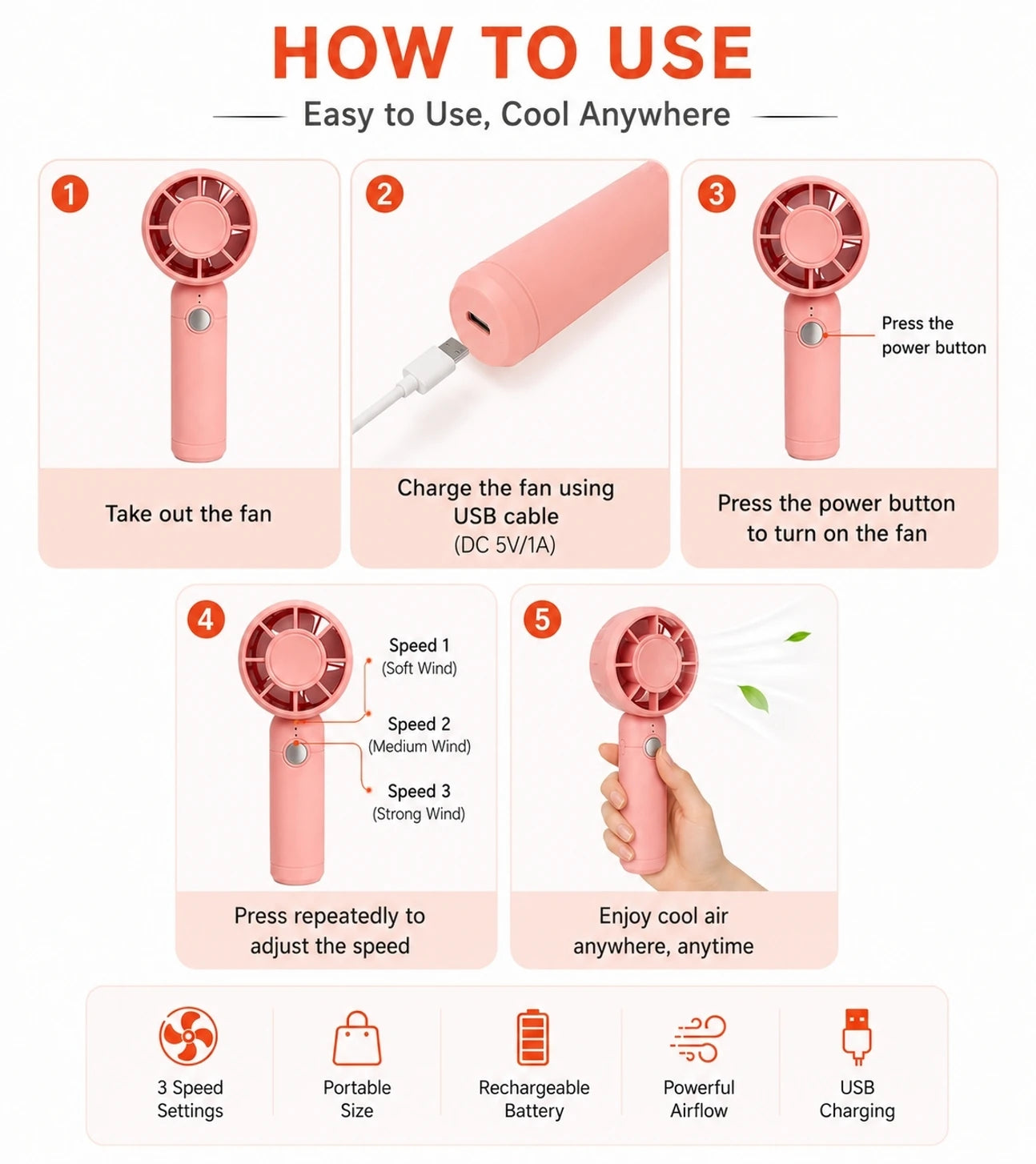 Mini-Fan Portable Handheld Fan