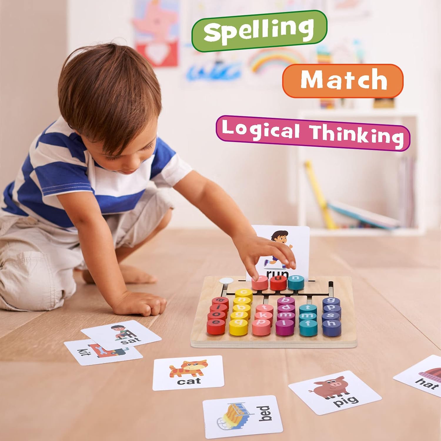 Wooden Maze Matching Letter Spelling Game