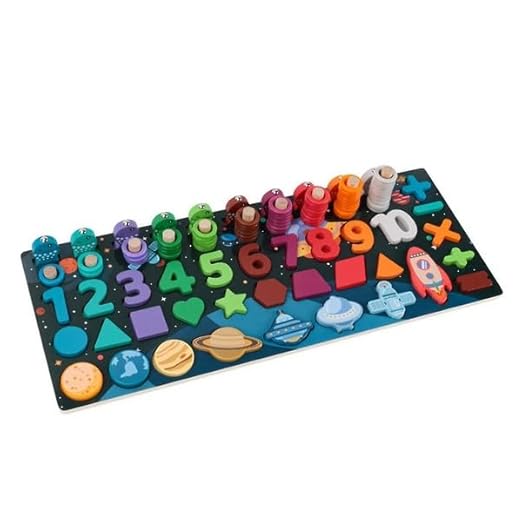 6 in 1 Space theme Wooden Universe Matching Board