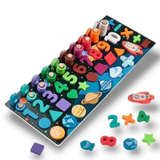6 in 1 Space theme Wooden Universe Matching Board