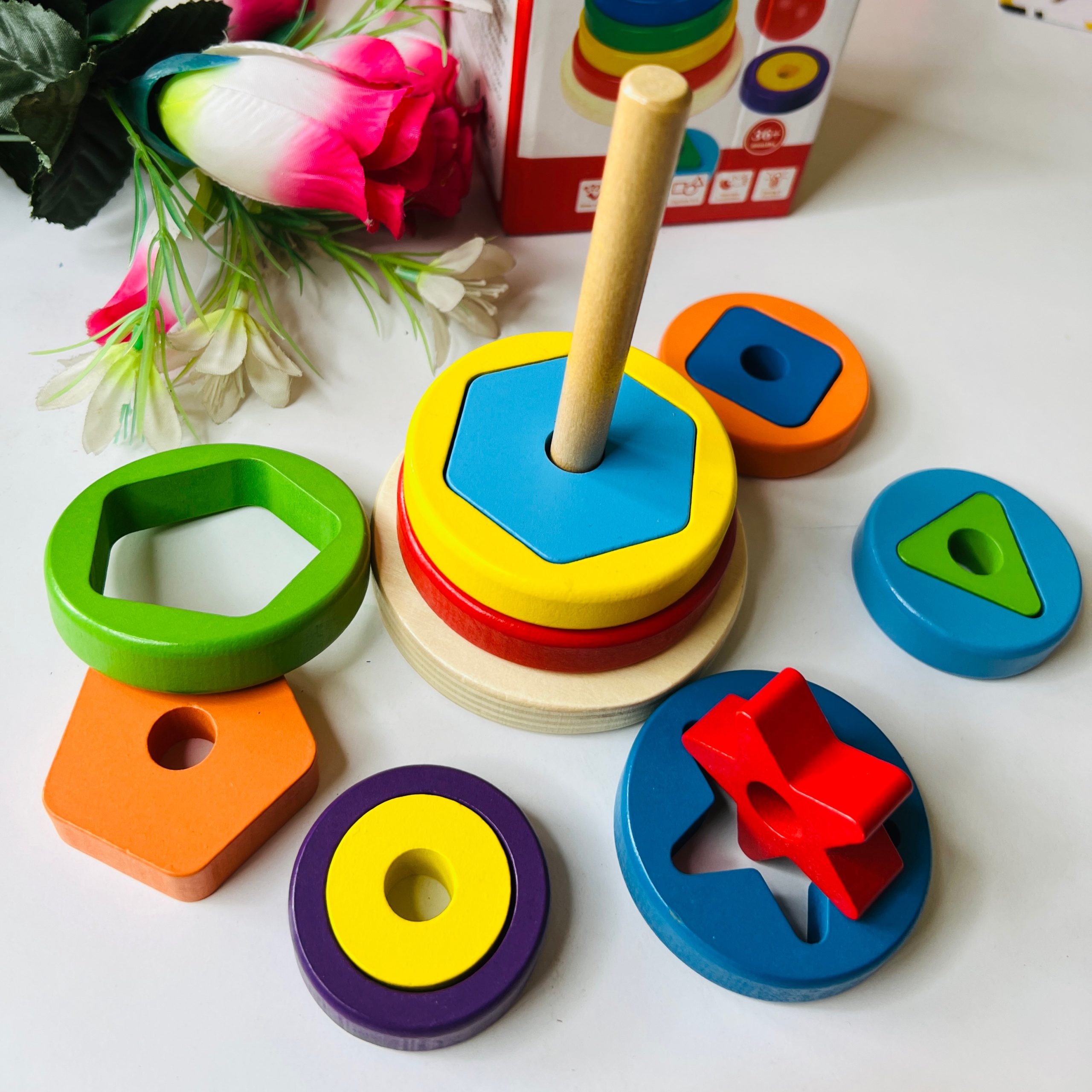 Rainbow Tower With Shapes