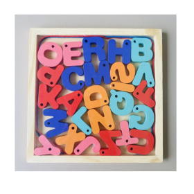 Wooden Letters Lacing Tray