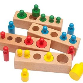 Wooden knob Cylinder - 4 Colors